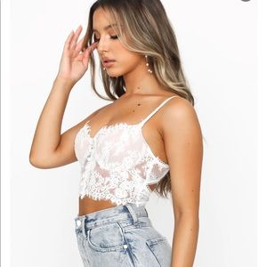 White fox boutique lace bustier with adjustable straps